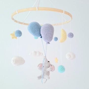 Elephant with balloons baby mobile