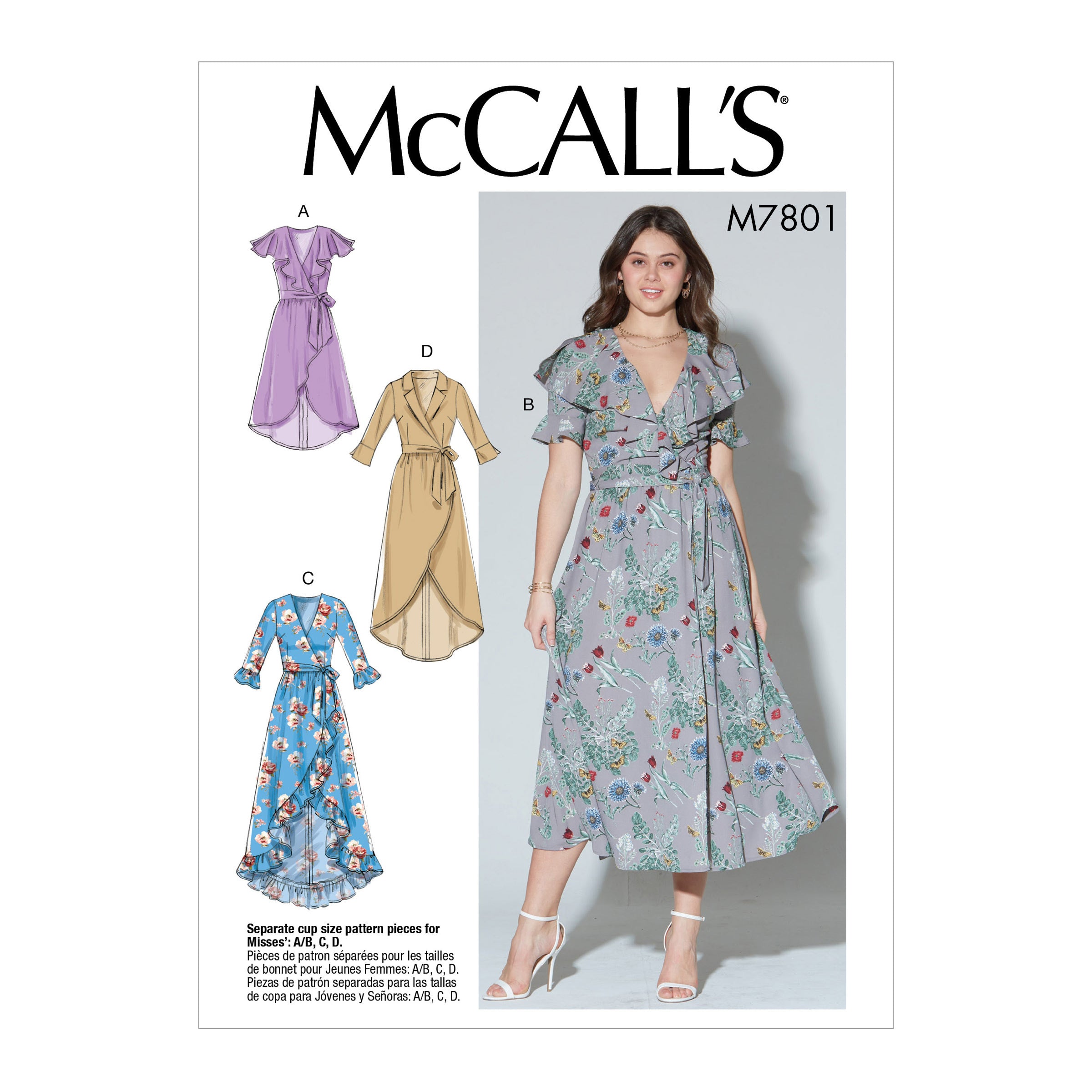 McCall's Misses' Wrap Dresses and Belt M7801 - Sewing Pattern