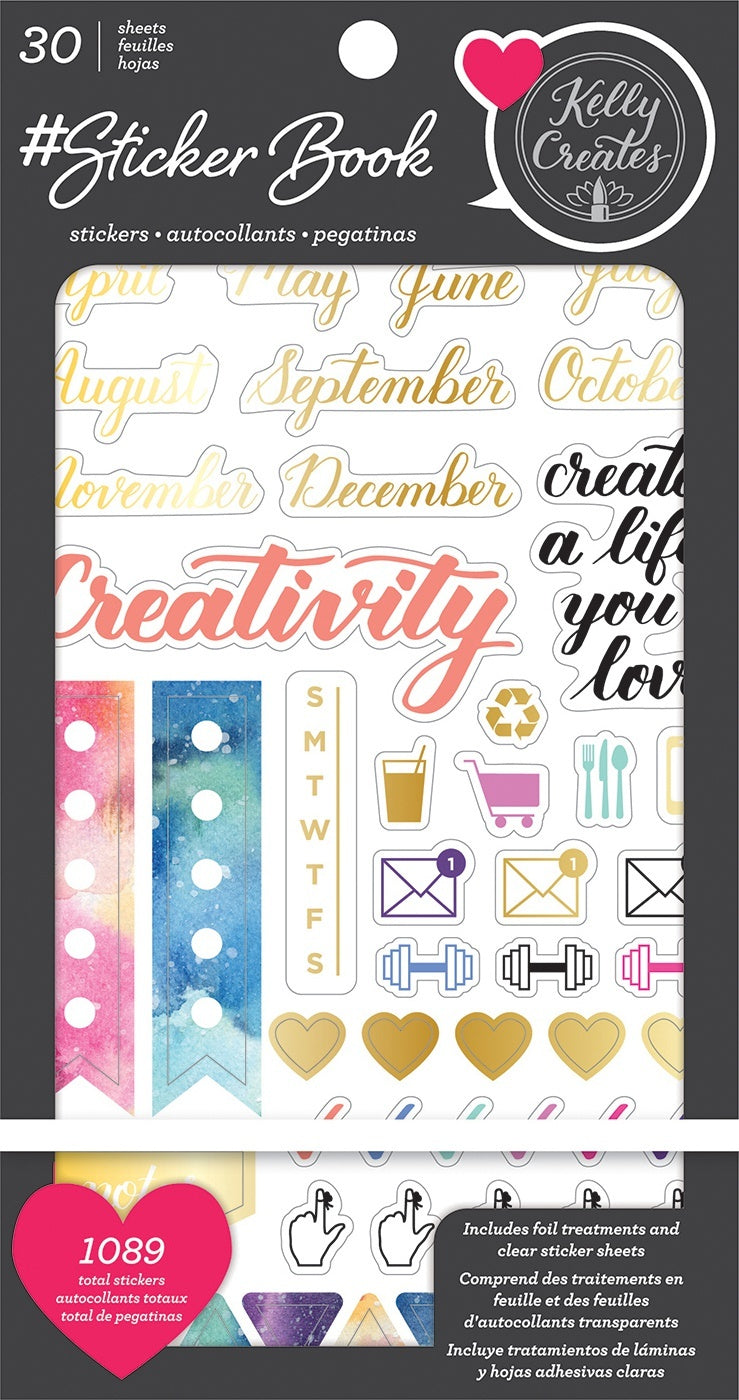 American Crafts Sticker Book 4.75"X8" - Kelly Creates W/Gold Foil, 1089/Pkg