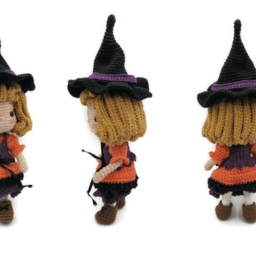 Doll crochet pattern tutorial "Little witch"