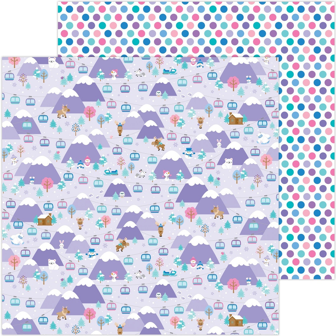 Doodlebug Winter Wonderland Double-Sided Cardstock 12"X12" 25/Pkg - Hit The Slopes