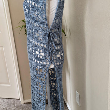 Light Blue Crochet Floral Dress