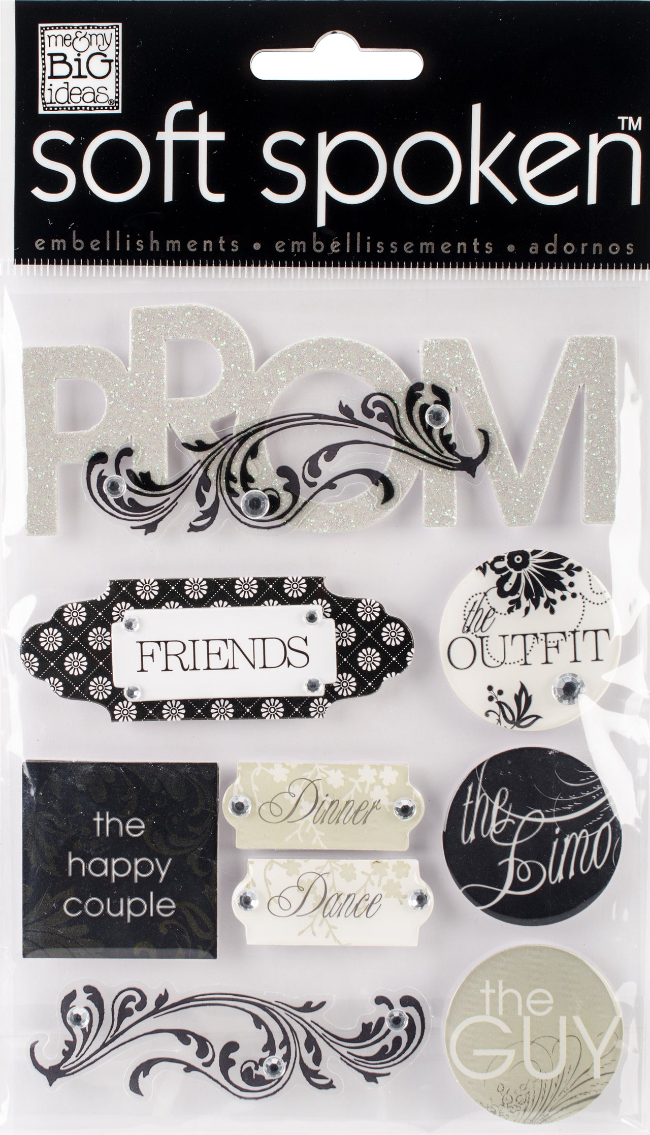 Soft Spoken Themed Embellishments - Black & White Prom