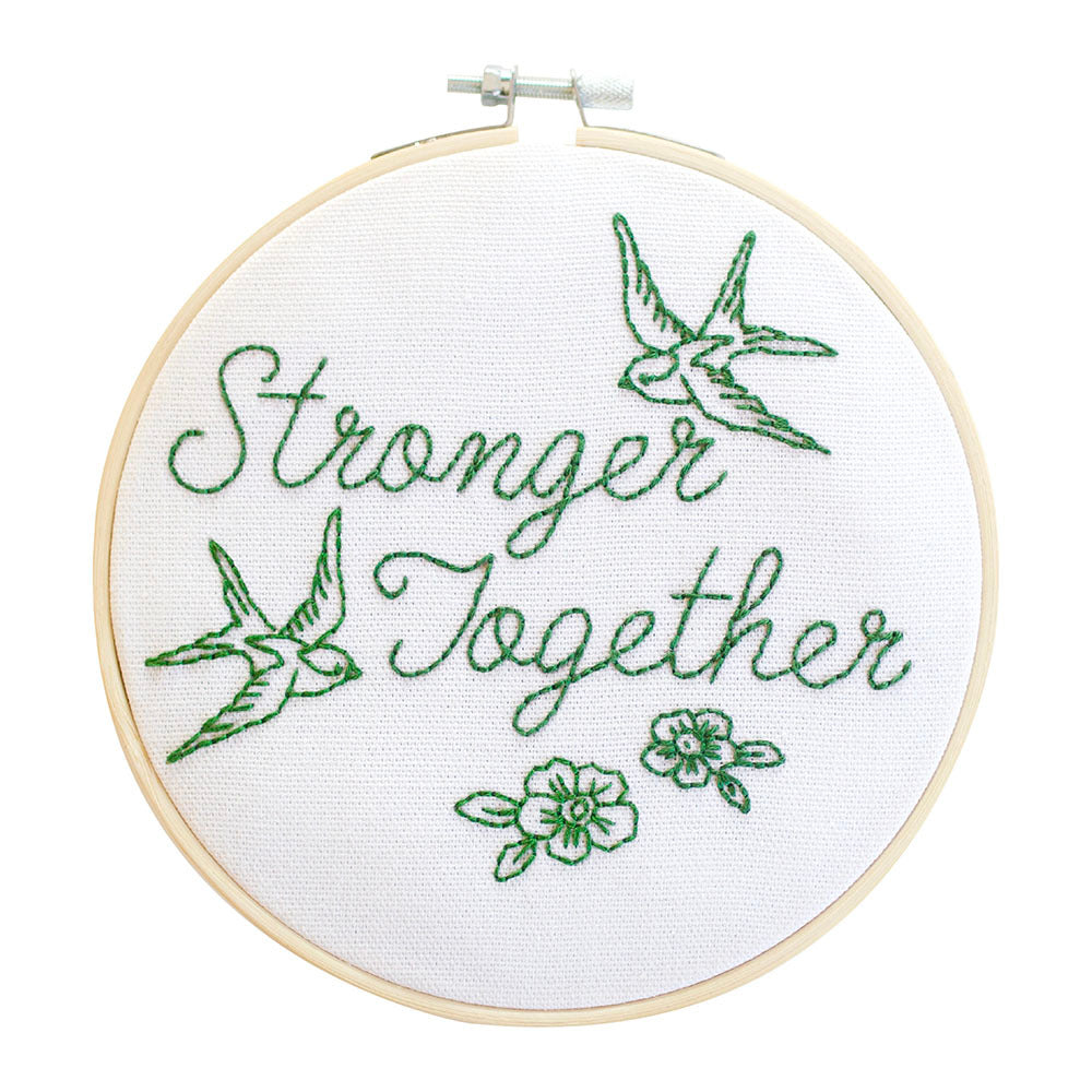 Cotton Clara Stronger Together Embroidery Kit - 16cm (White)