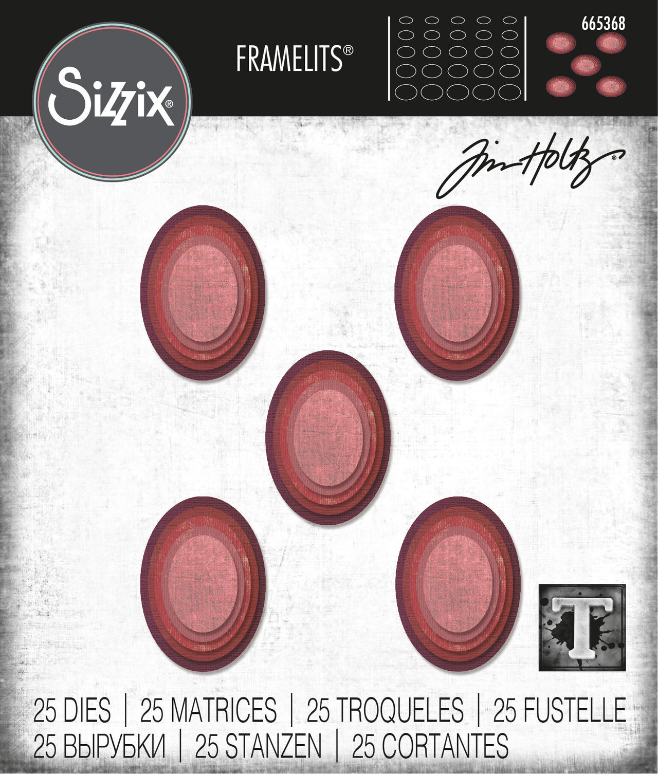 Sizzix Framelits Die Set 25PK - Stacked Tiles Ovals by Tim Holtz