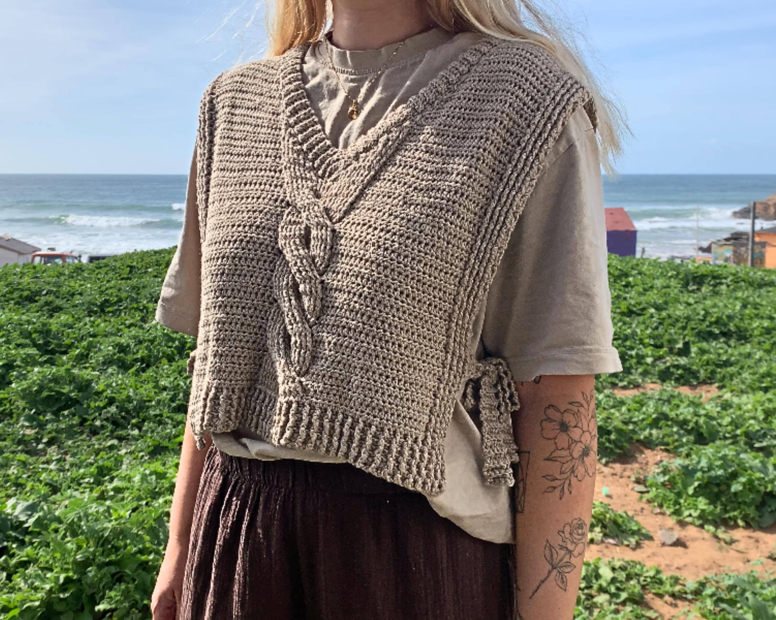 Crochet cable vest