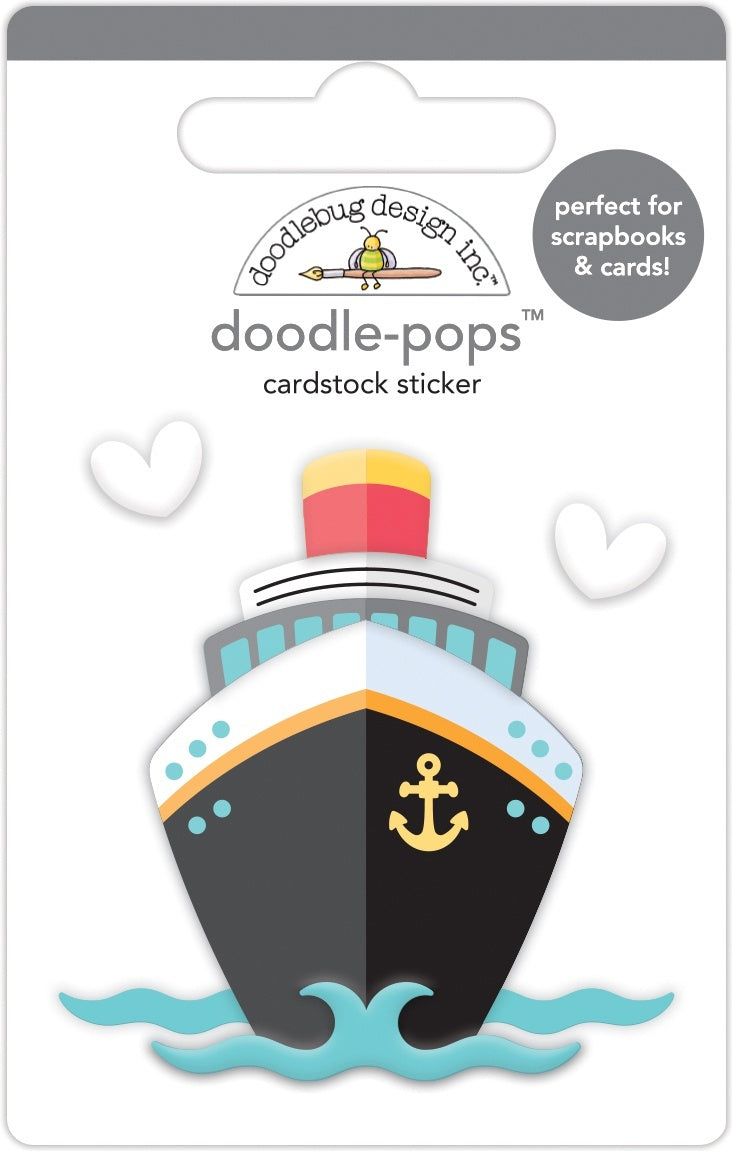 Doodlebug Doodle-Pops 3D Stickers - Bon Voyage, I Heart Travel