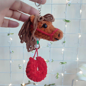 Mini horse with a horseshoe Keychain