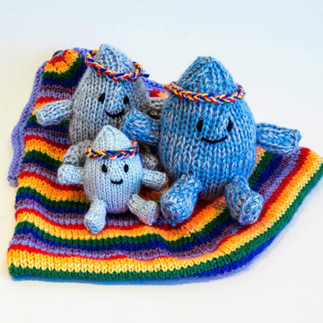 Knit a Story about the Raindrop Family - mouse, horse, duck, elephant