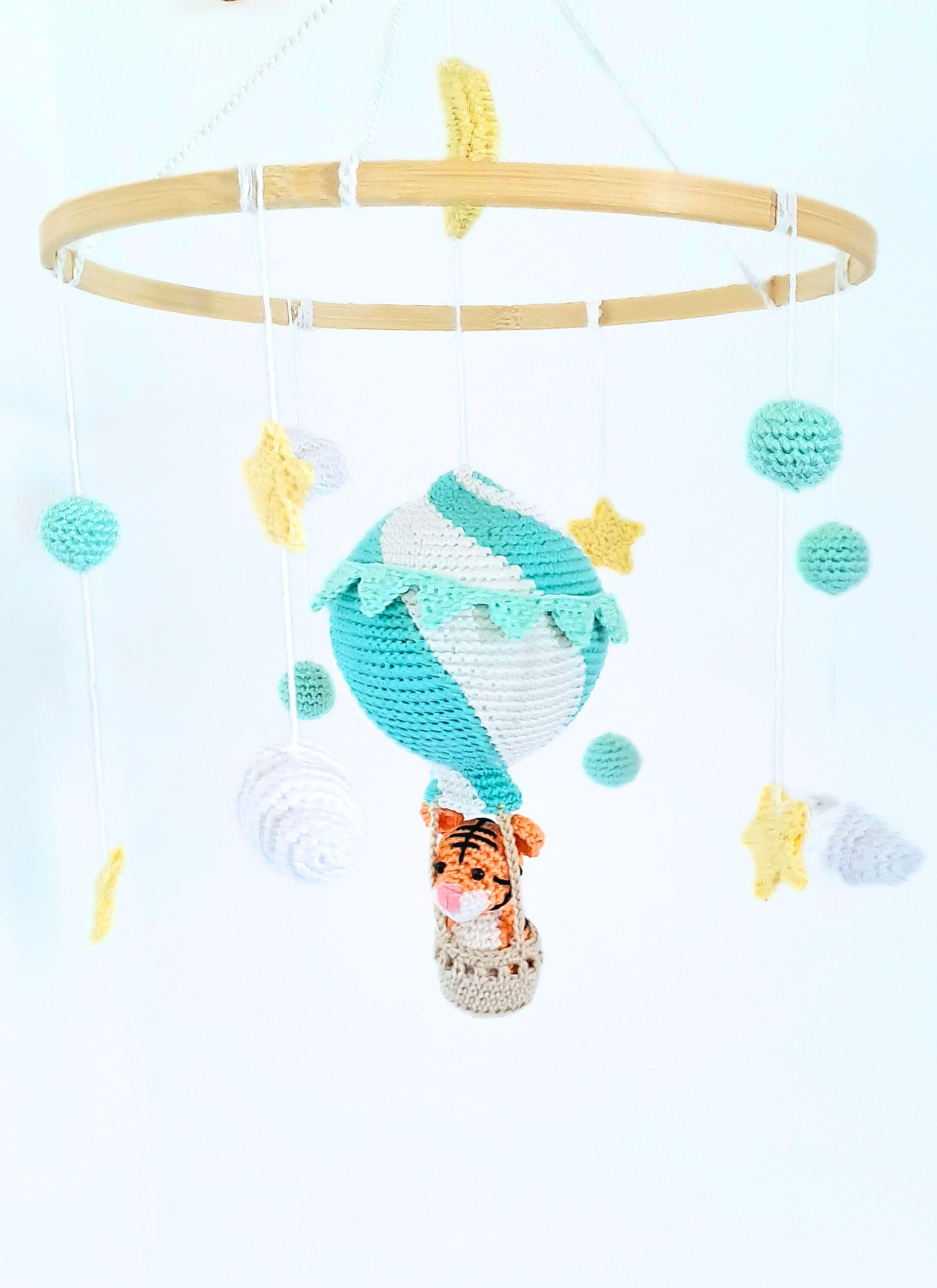 Tiger in a balloon baby mobile