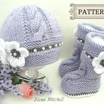 Baby Girl Pattern Knitted Baby Hat Baby Shoes 0 - 12 months