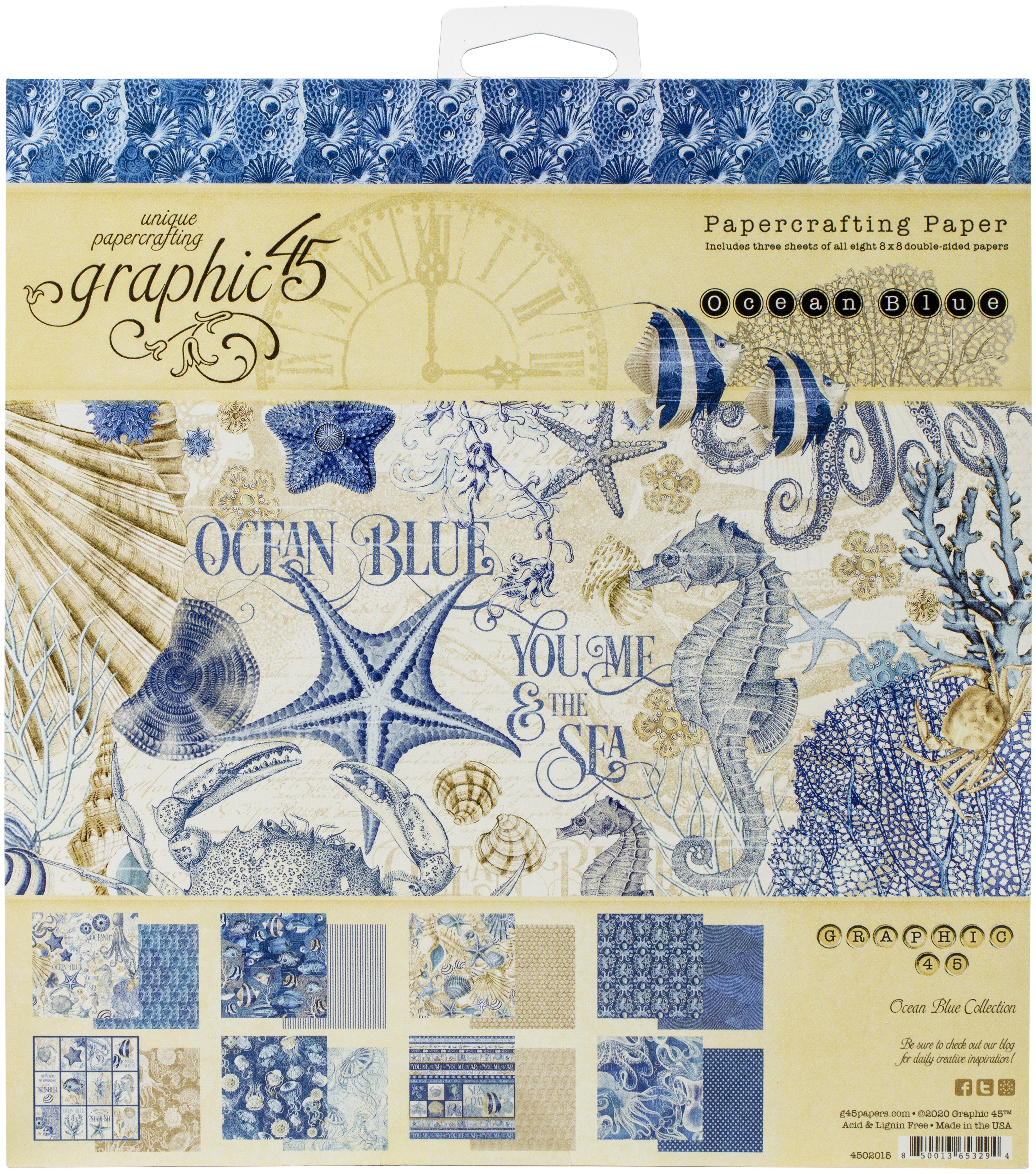 Graphic 45 Double-Sided Paper Pad 8"X8" 24/Pkg - Ocean Blue
