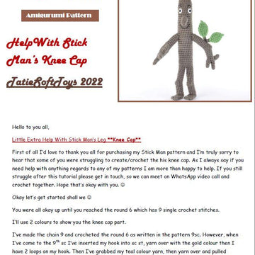 2 PDF Stick Man Stickman Amigurumi & Kneecap Help