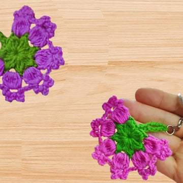 Crochet Flower Keychain – PDF Pattern + Video Tutorial