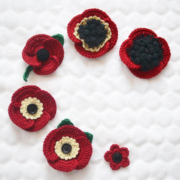 Crochet poppy. Flower brooch. Remembrance poppy