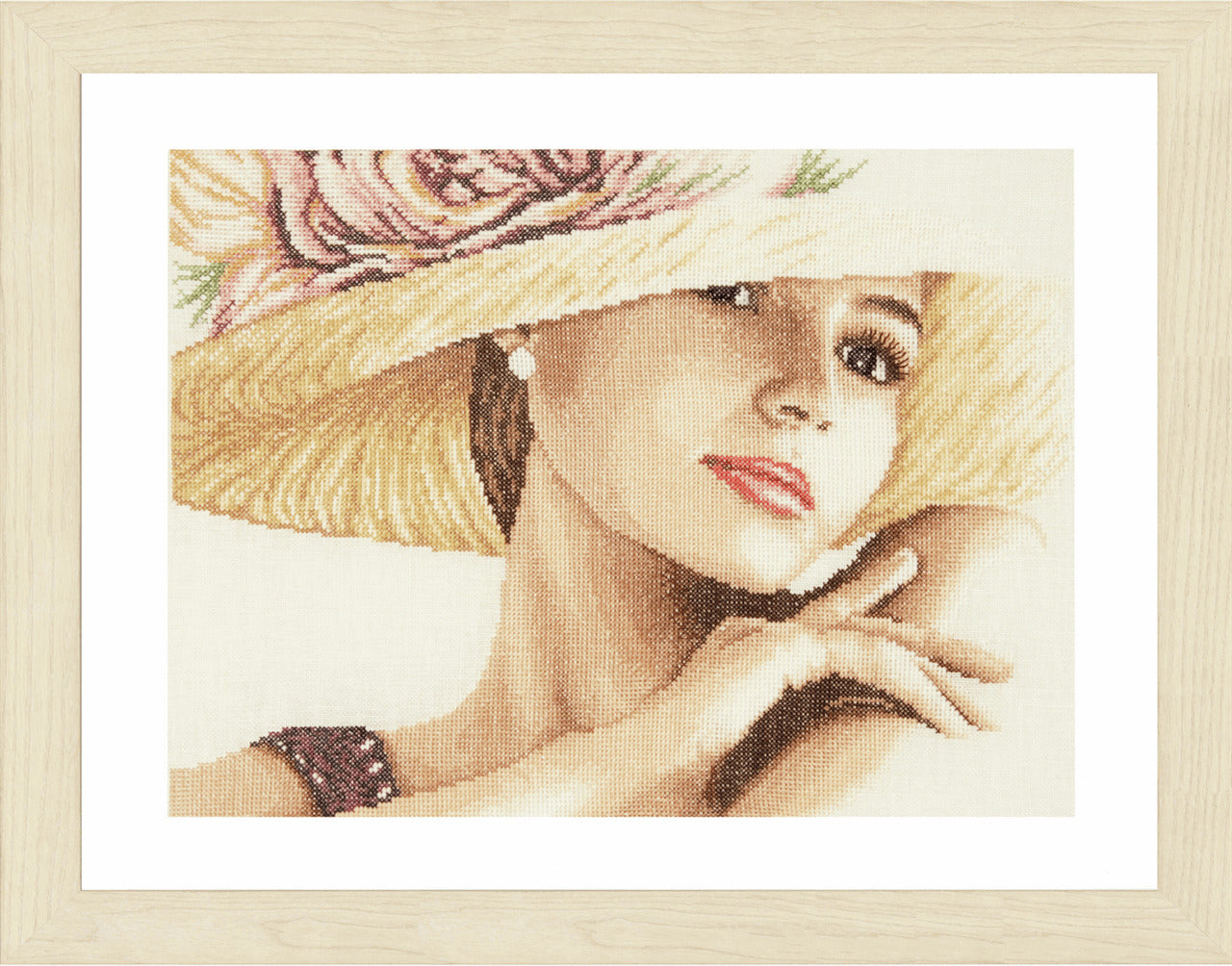 Lanarte Lady With Hat Counted Cross Stitch Kit - 36 x 28 cm