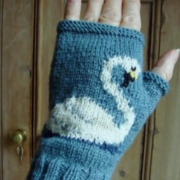 Swan fingerless gloves