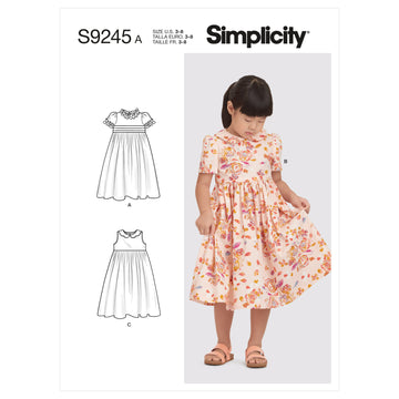 Simplicity Children's Dress S9245 - Paper Pattern, Size A (3-4-5-6-7-8)