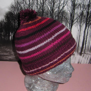 Small Stripe Bobble Beanie Hat