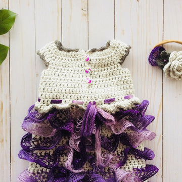 Crochet Baby Ruffled Dress and Headband