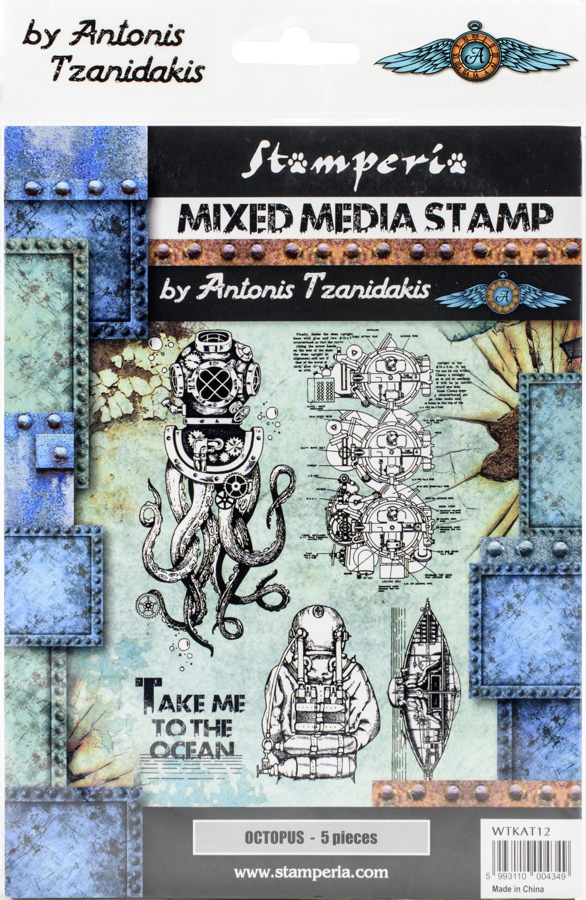 Stamperia Intl Stamperia Cling Stamp 5.90"X7.87" - Octopus