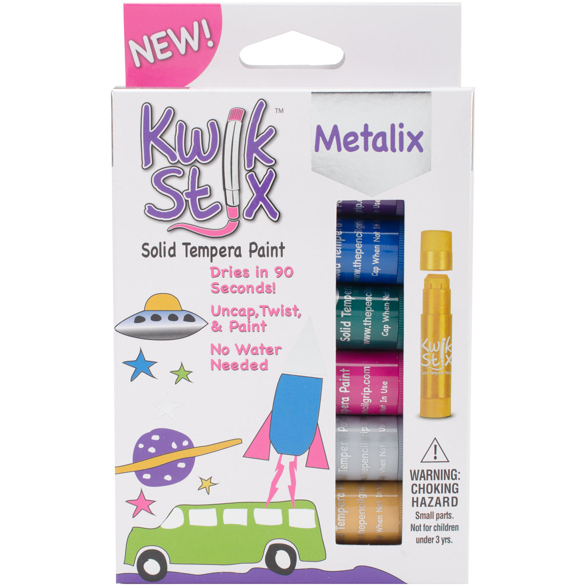 The Pencil Grip Kwik Stix Tempera Paint 6/Pkg - Metallic