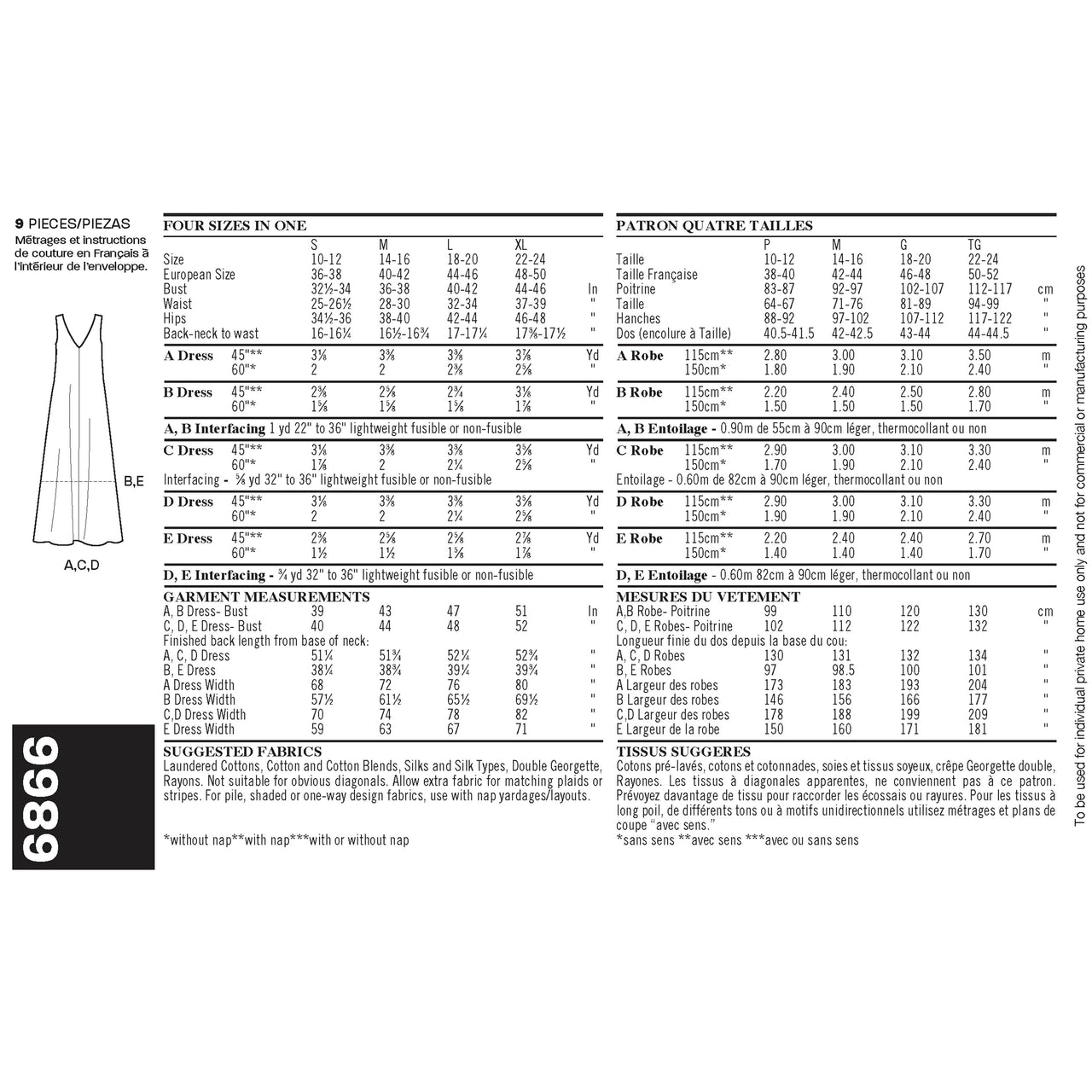 New Look Misses' Dresses 6866 - Paper Pattern, Size A (S,M,L,XL)