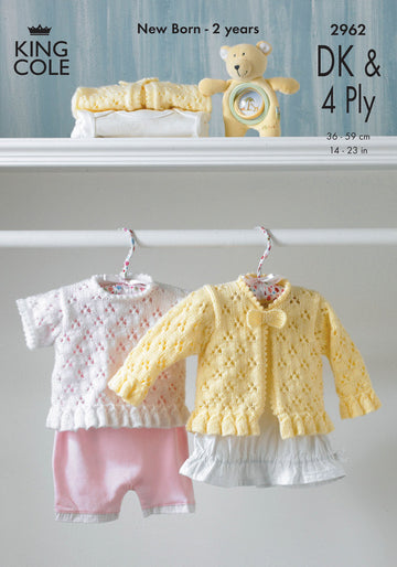 Cardigan & Top in King Cole Big Value Baby DK & 4 Ply - 2962 - Leaflet