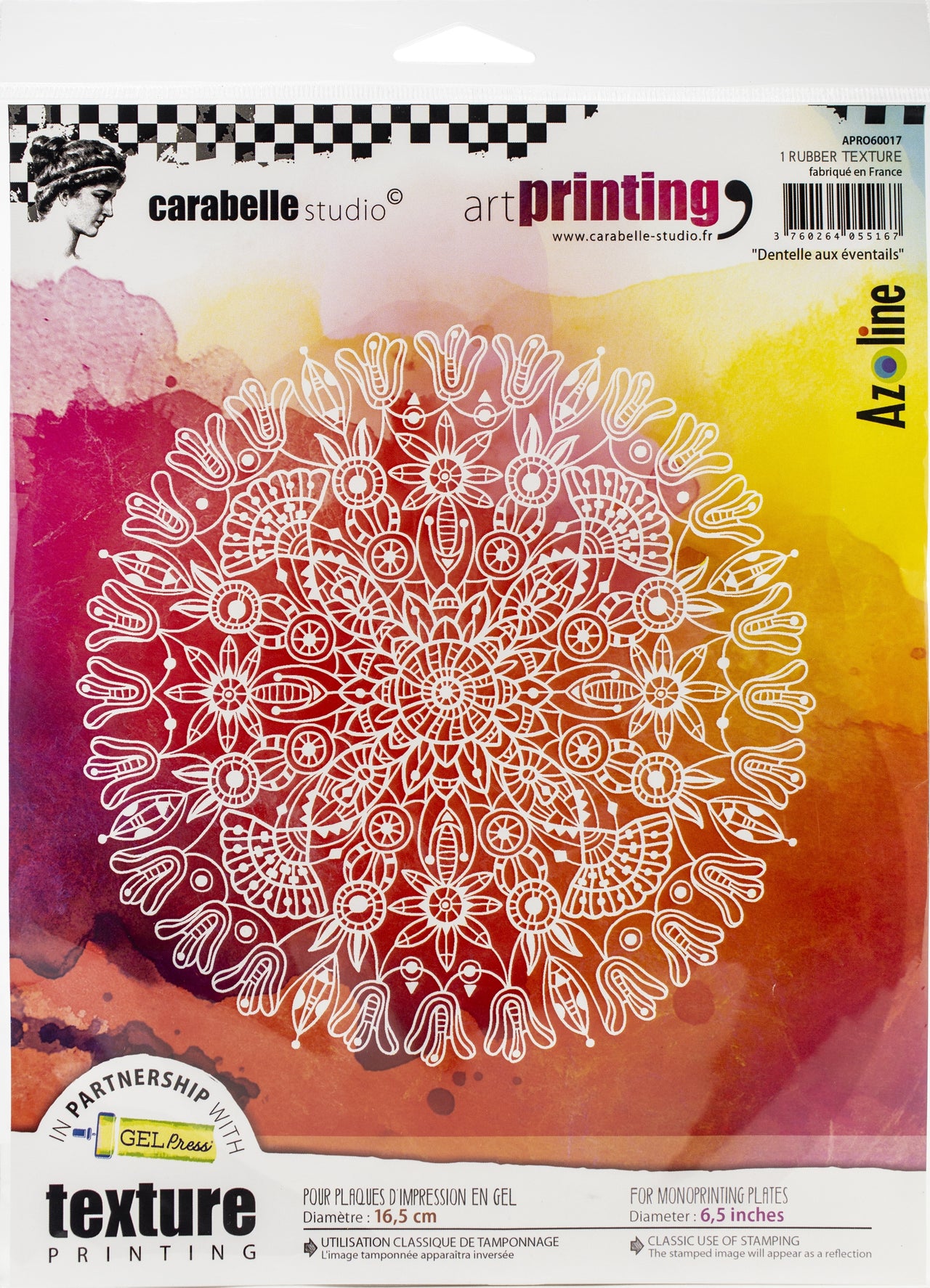 Carabelle Studio Art Printing Round Rubber Texture Plate - Lace Fan