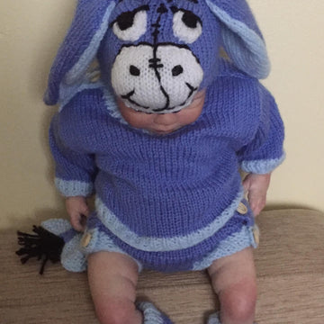 'Donkey' Jumper, Hat, nappy cover, Booties