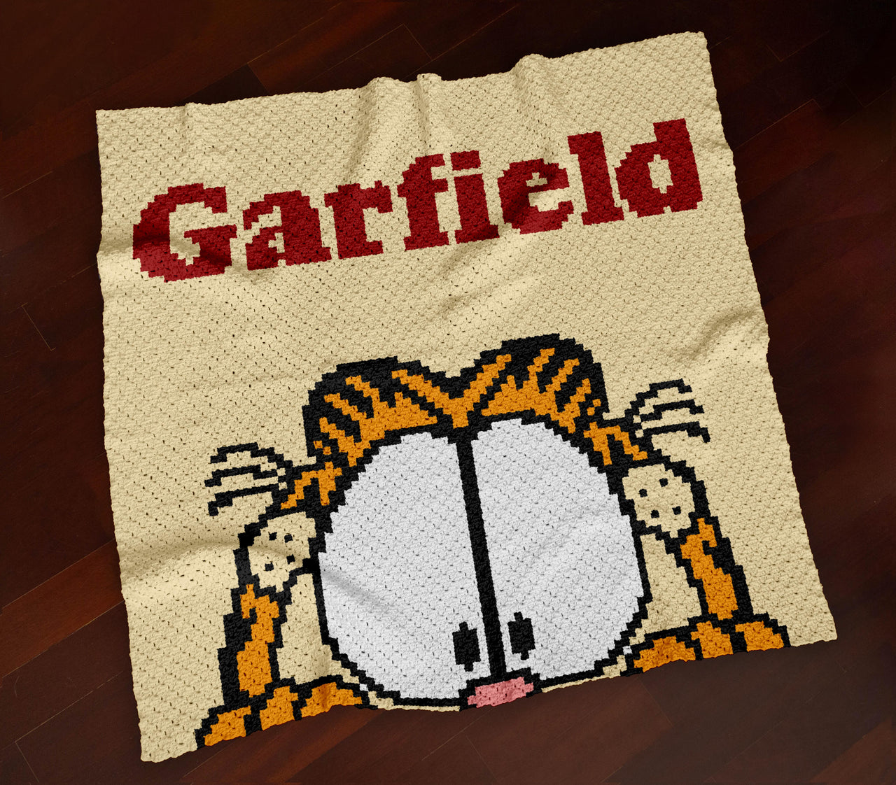 C2C CROCHET PATTERN Garfield Face Cat Blanket Cute Baby Toddler Cartoon Throw
