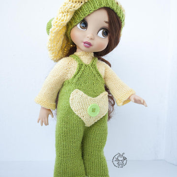 Outfit Lime and lemon for doll 16"-18" knitting flat