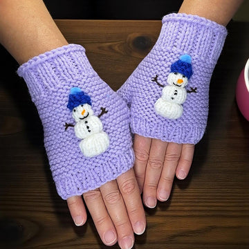 Snowman Fingerless Gloves