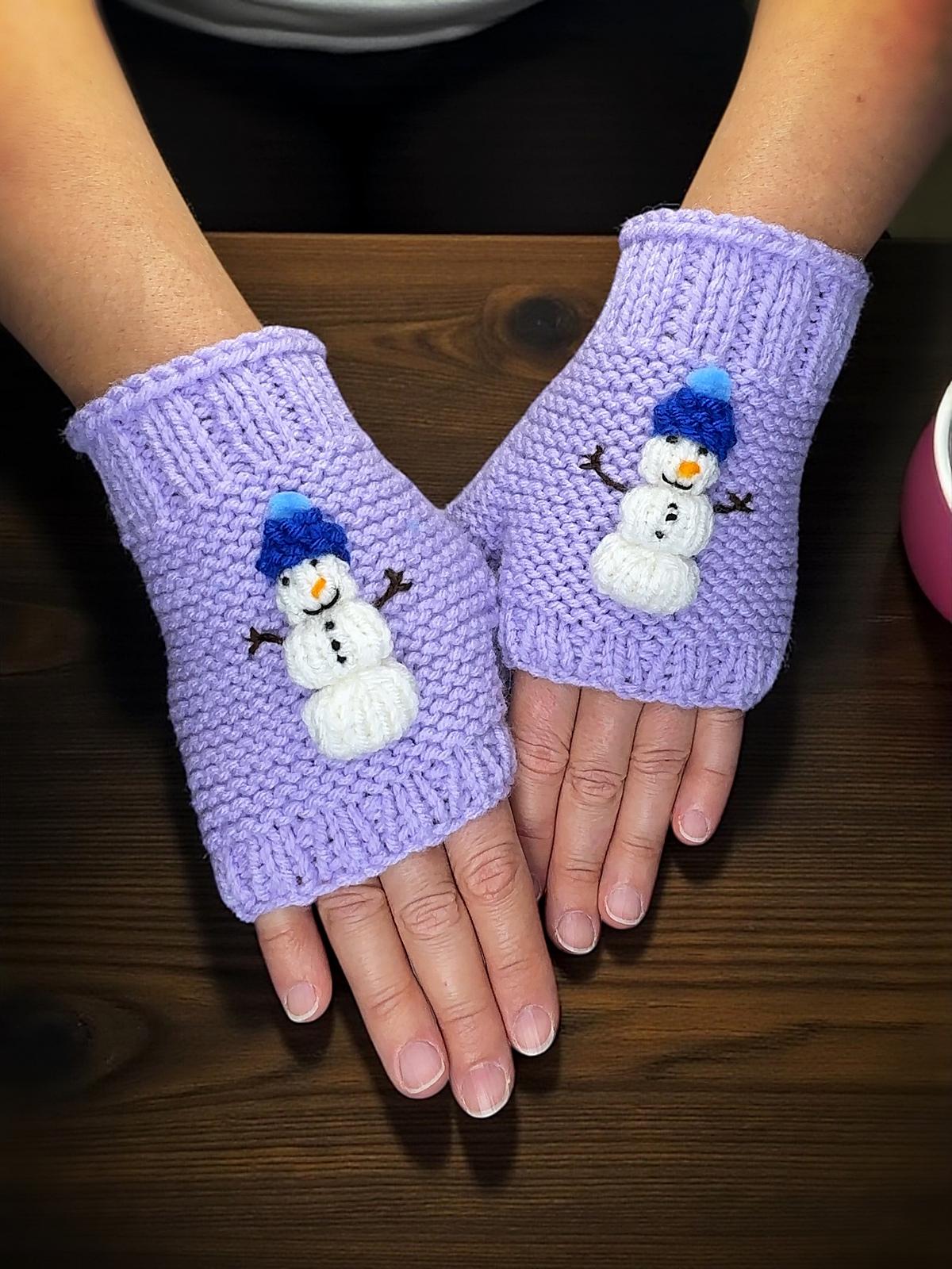 Snowman Fingerless Gloves