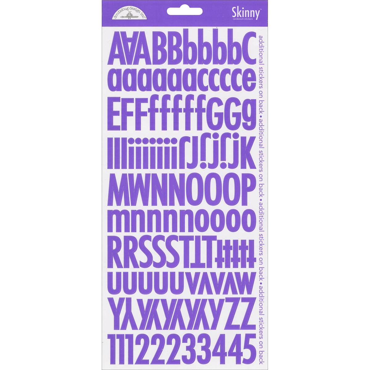 Doodlebug Skinny Cardstock Alpha Stickers 6"x13" 2/Pkg - Lilac