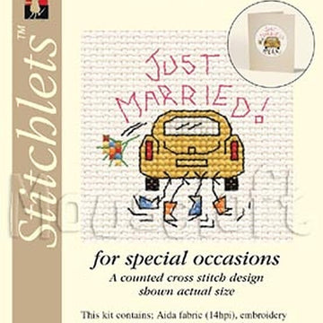 Mouseloft Just Married Card Occasions Stitchlets Cross Stitch Kit - 100 x 125 x 12