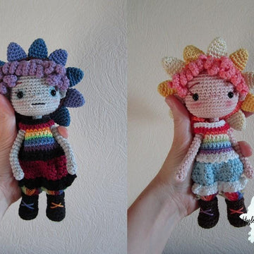 Doll crochet pattern tutorial "Mini rainbow fairy"