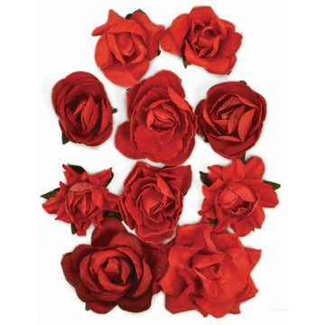 Kaisercraft Paper Blooms 10/Pkg - Fire Red, 1" - 1.5"