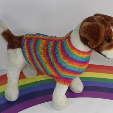 Small Dog Rainbow 4ply Back Button Up Coat