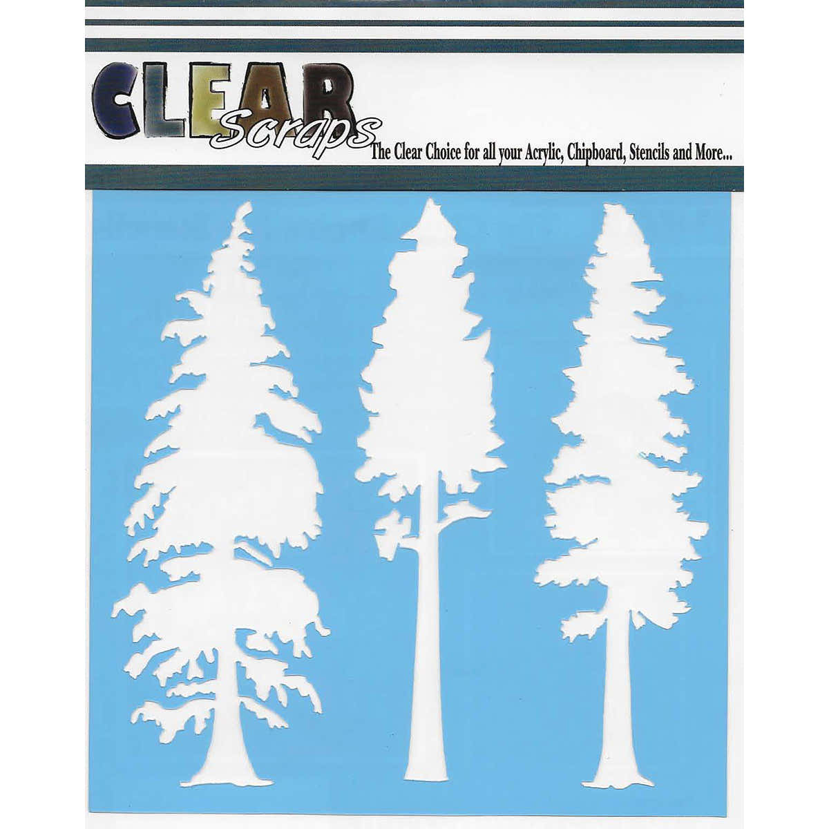 Clear Scraps Stencils 6"X6" - Pine Trees
