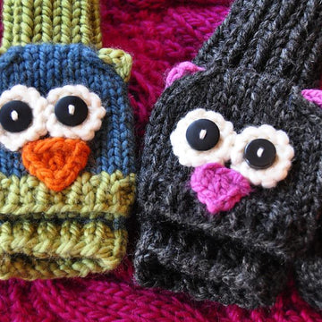 Smitten Mittens Fingerless Owl and Cat Animal Mittens