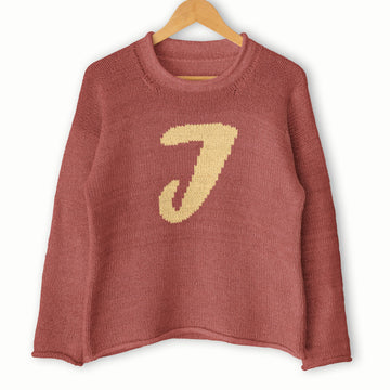 Womens knit sweater - Knitting Pattern Custom Letter J intarsia motif