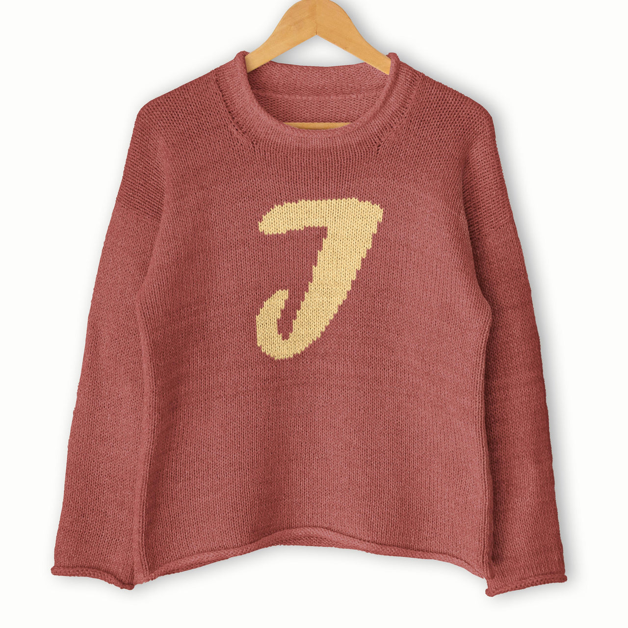 Womens knit sweater - Knitting Pattern Custom Letter J intarsia motif