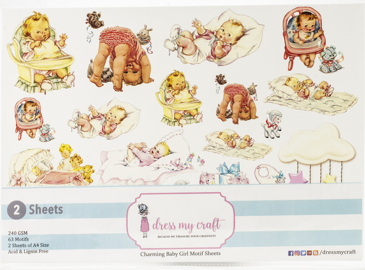 Dress My Craft Image Sheet 240gsm A4 2/Pkg - Charming Baby Girl