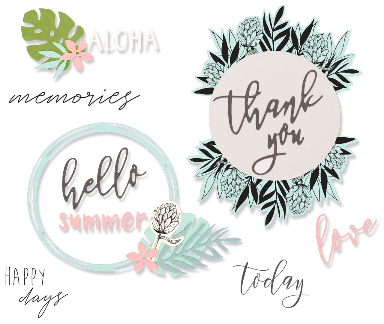 Sizzix Framelits Die & Stamp Set By Sophie Guilar 13/Pkg - Detailed Tropics