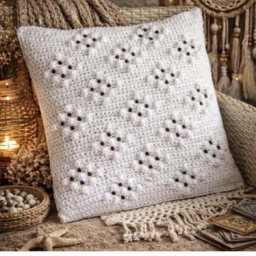 Crochet Diamond Beaded Cushion