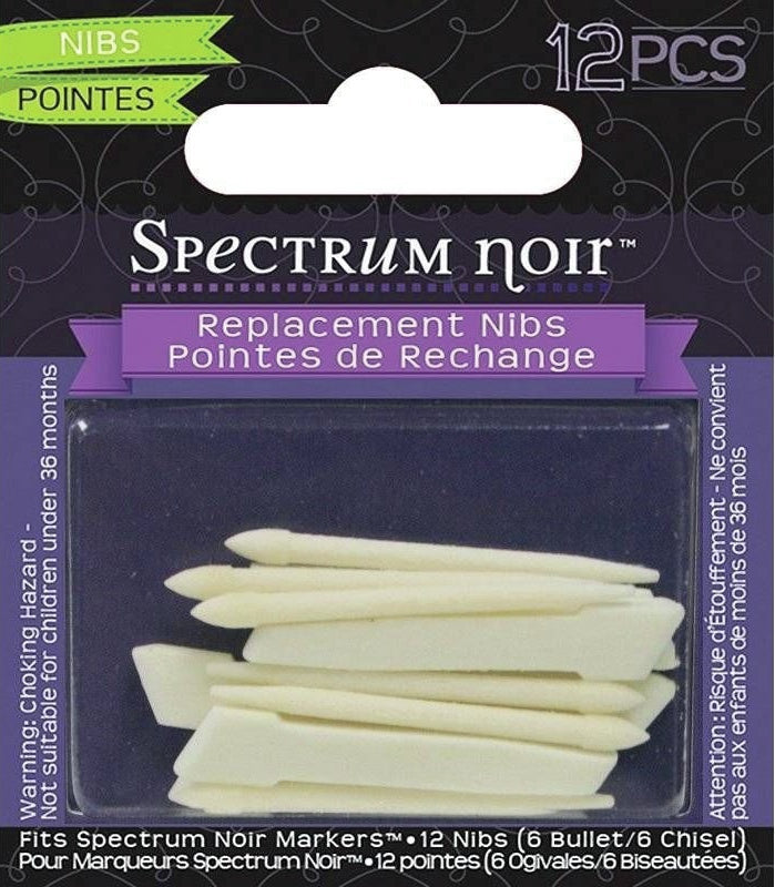 Crafter's Companion Spectrum Noir Replacement Nibs 12/Pkg - Original Markers-6 Bullet & 6 Chisel
