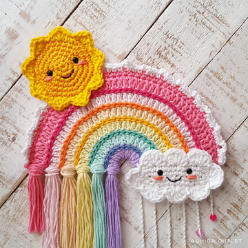 Rainbow crochet wall hanging