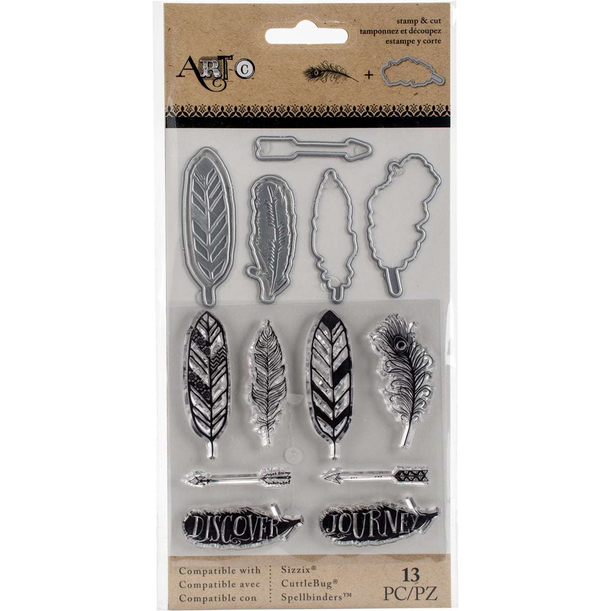 Momenta Art-C Stamp & Die Set - Feathers