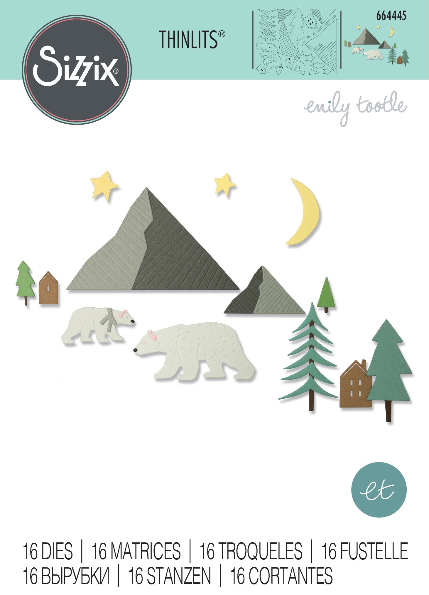 Sizzix Thinlits Dies By Emily Tootle 16/Pkg - Arctic Bear